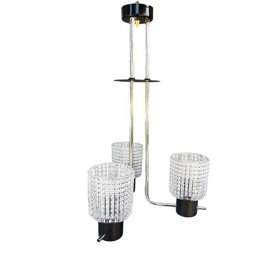 Image 1 of Elektroinstala Jílové pendant lamp, Czechoslovakia, 1970s, embossed glass, modernism