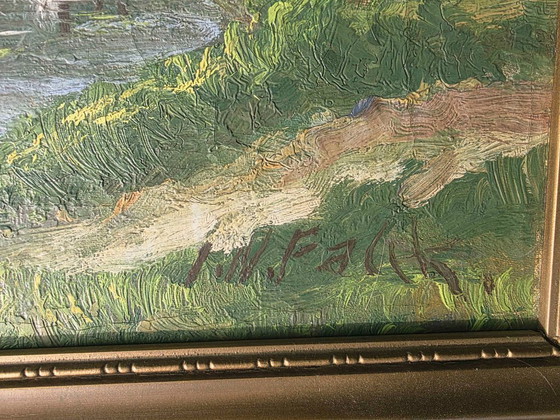Original Vintage Landscape Oil Painting - Signed J.N. Falck, Paintings & Drawings, Canvas, Gold (photo 13 of 13)