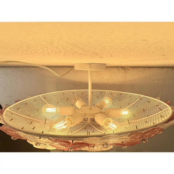 Image 1 of Plafonnier en verre de Murano à motif floral transparent vénitien et Ametista, style Barovier