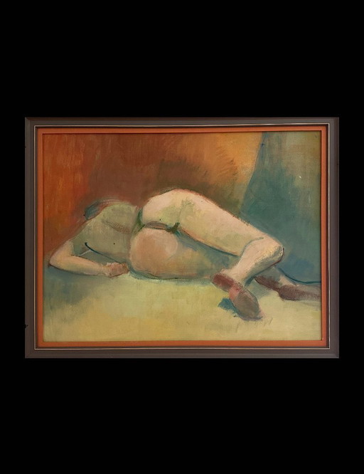 Original französisches figuratives Gemälde aus den 70er Jahren mit der Signatur Marais