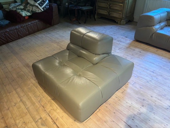 B&B Italia, Tufty time, graugrünes Leder (AF152), 3-teiliges Set, Top-Zustand, Modulare Sofas (Foto 4 von 19)
