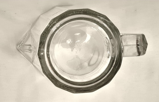 Jarra de cristal Bormioli Rocco - Italia - cristal prensado, corte biselado, forma Art Déco, mediados de (photo 6 of 8)