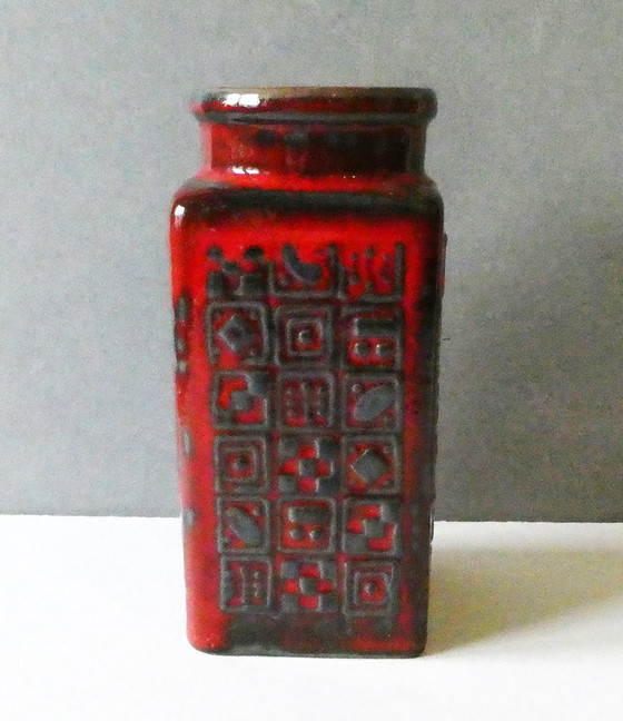 Image 1 of Rare vase carré de Scheurich, Allemagne années 1960