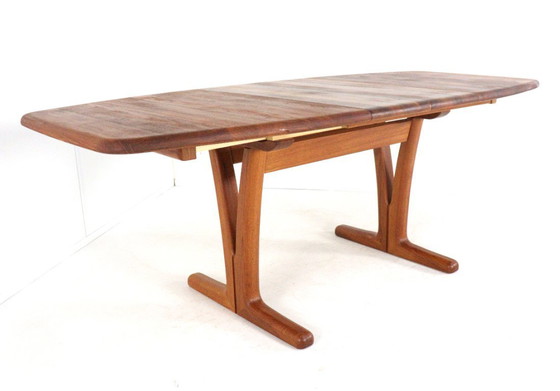 Image 1 of Table de salle à manger rectangulaire ovale à rallonge Holstebro en teck massif