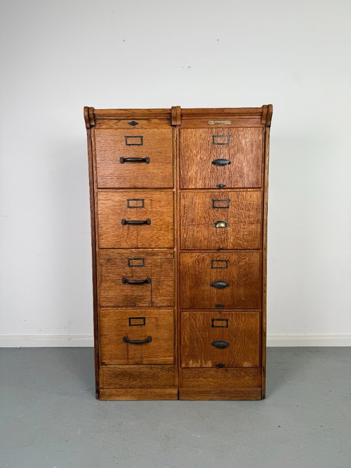 Rare Art Deco filing cabinet made of solid oak