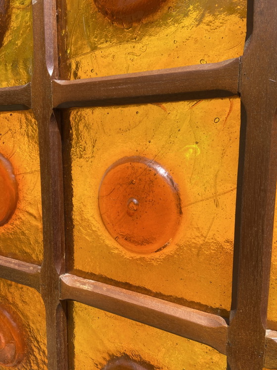 Image 1 of Monumentale pannello architettonico in vetro ambrato di Vidrios Gordiola, Maiorca, Spagna, circa 1970