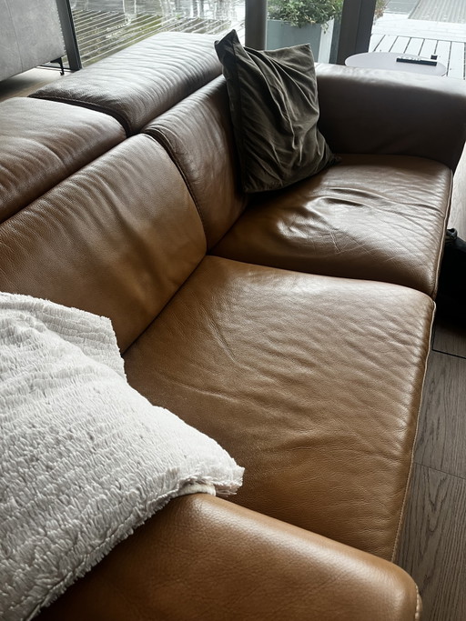 Canapé en cuir Natuzzi couleur cognac - Fauteuil inclinable à réglage électronique – banken, Leather, Metal (photo 2 of 10)