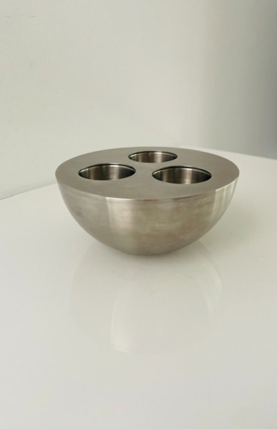 Image 1 of Minimalistische RVS kaarsenhouder 3 waxinelichtjes