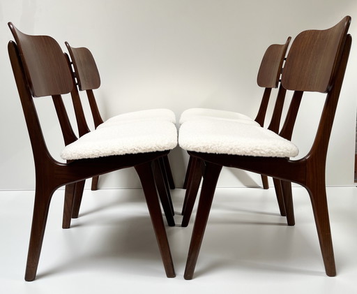 4 teakhouten vintage eetkamerstoelen