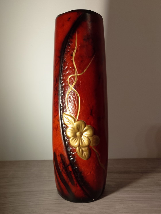 Image 1 of Art Nouveau aardewerken vaas, ossenbloedkleur, G. De Bryun, 1920-1930