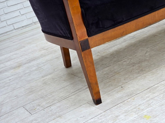 Image 1 of 1950s, Danish art deco 2-seater sofa, ash wood, furniture velour.