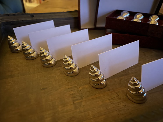 Image 1 of Set of 12 vintage shell-shaped place card holders