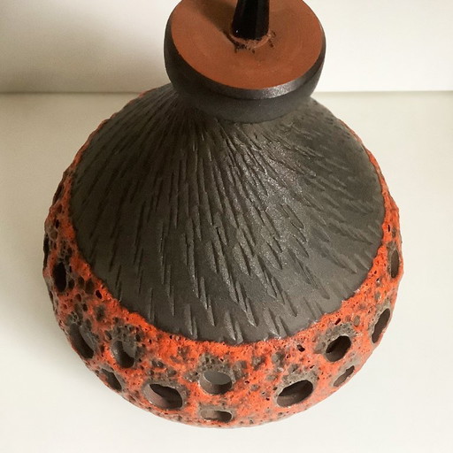 Lampada a sospensione vintage Fat Lava grande in ceramica anni '70 135