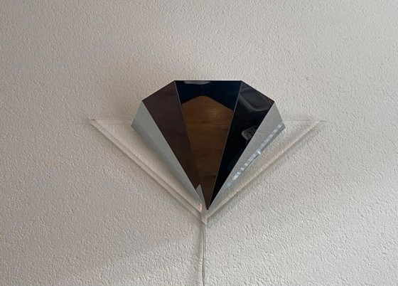 Image 1 of Set vintage di grandi luci da parete cromate anni '80