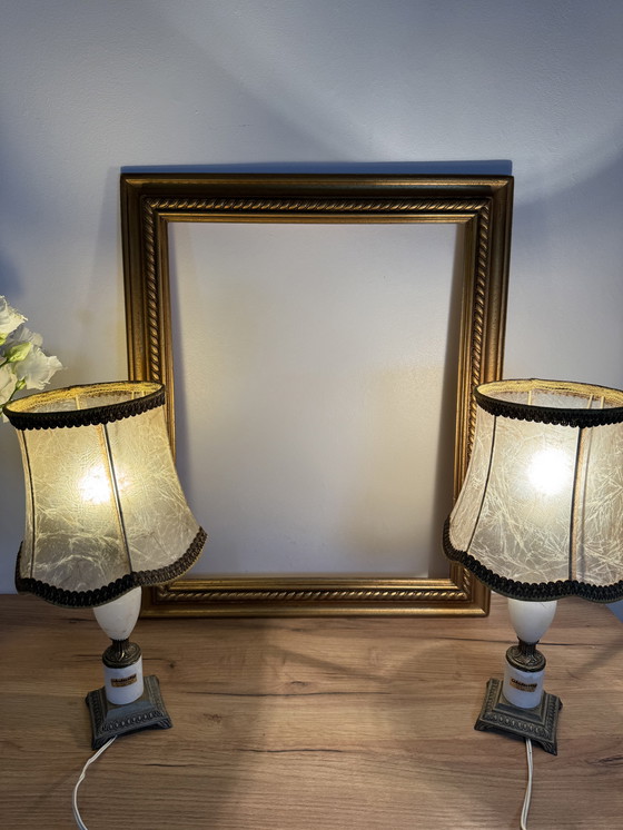 Image 1 of Pair of alabaster lamps