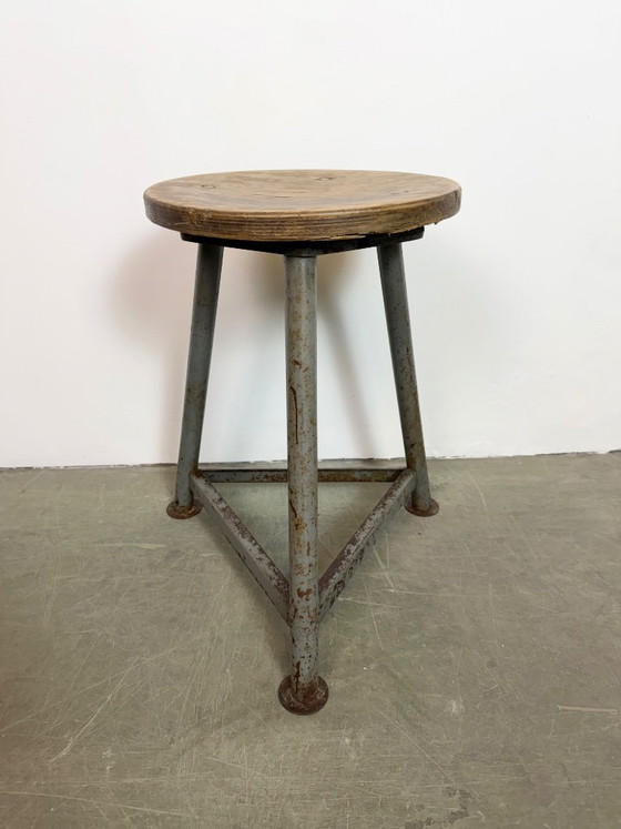 Image 1 of Grey Industrial Workshop Stool, 1960s