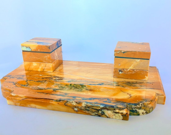 Art Deco Writing Set 'Giallo di Siena' – Decorative Objects, Copper, Marble (photo 2 of 10)
