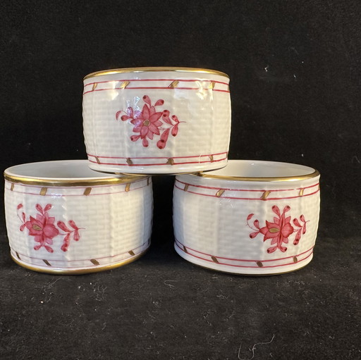 Set of 3 Napkin Rings Herend Apponyi Pink No. 270
