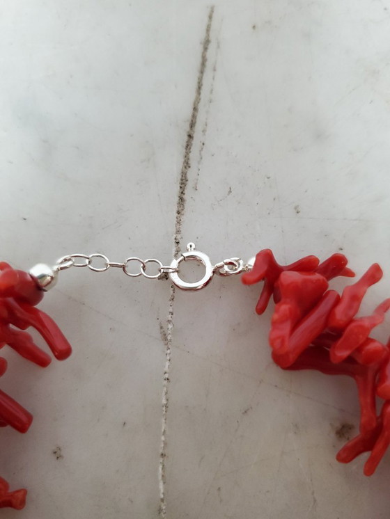 Image 1 of Joyería - Collar de coral rojo sangre oscuro con flecos. (ref4046)