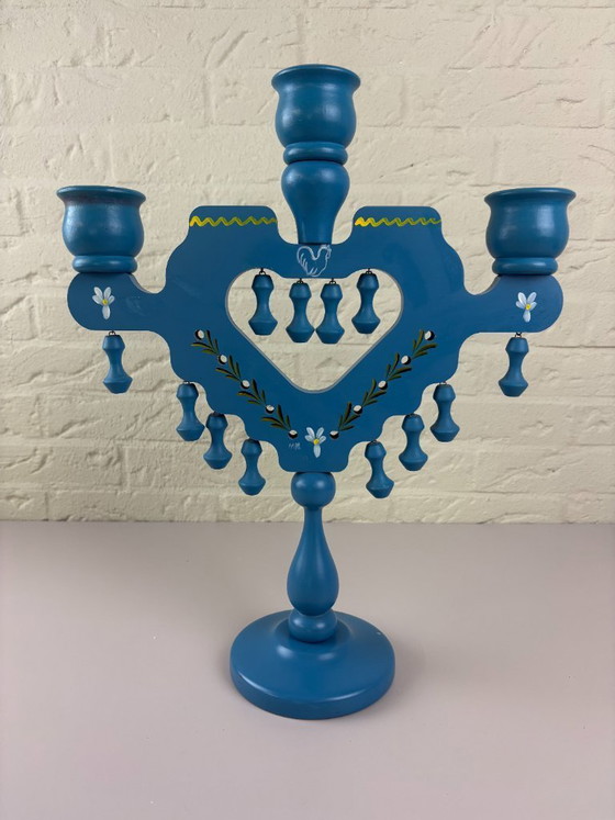 Image 1 of Candelabro da chiesa svedese, arte popolare, anni '80