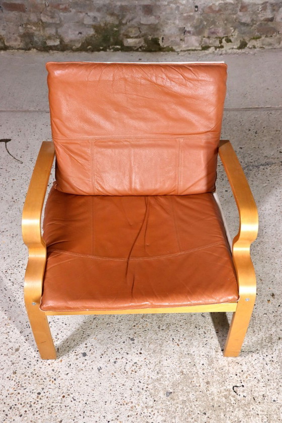 Image 1 of IKEA - Bjärred Stuhl - Cognacfarbenes Leder - Johan Huldt - 2001