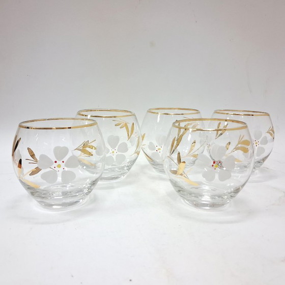 Image 1 of Verres Roly Poly vintage « Lucky Clover » style milieu du siècle (lot de 5)