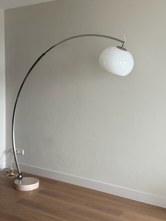 XXL vintage arc lamp, Floor lights, Metal, Marble, White (photo 3 of 12)