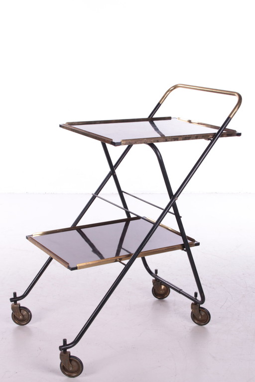 Chariot de service ou chariot à boissons vintage français, années 1960