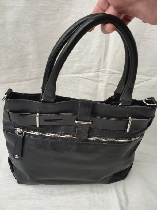 Furla Made In Italy Handbag Shoulder Bag Black Leather Timeless Beautiful – schoudertassen (photo 2 of 15)
