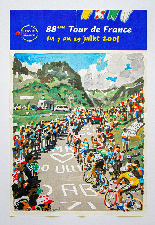 Original Vintage Tour de France Poster by François Boisrond / 88th TDF Edition 2001 / 60x40cm / Unframed