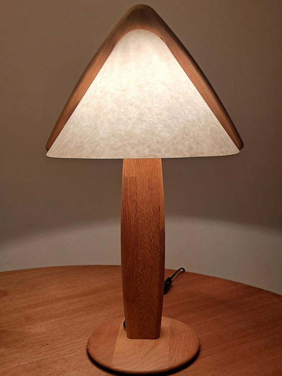 Image 1 of DOMUS Table Lamp Type 7701 – Solid Wood – Lunopal Shade – Design Classic