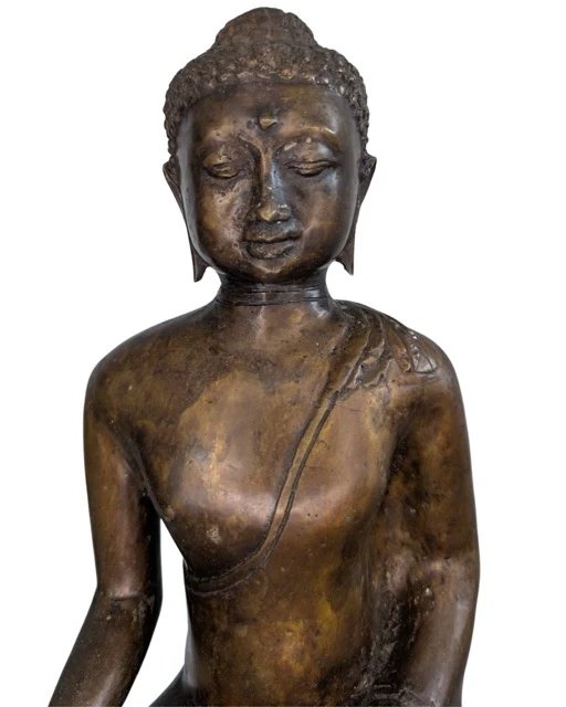 Antique 19th Century Bronze Thai Shan Buddha – 35cm – 3kg – Ritual Sealed – Sculpture (photo 10 of 10)