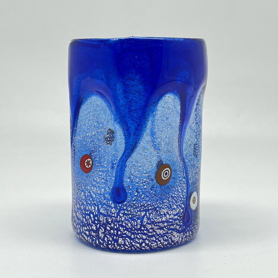 Murano Art Glass Tumbler / Vase – Silver Leaf & Murrines – Hand-blown – Glass & Decanter (photo 17 of 20)