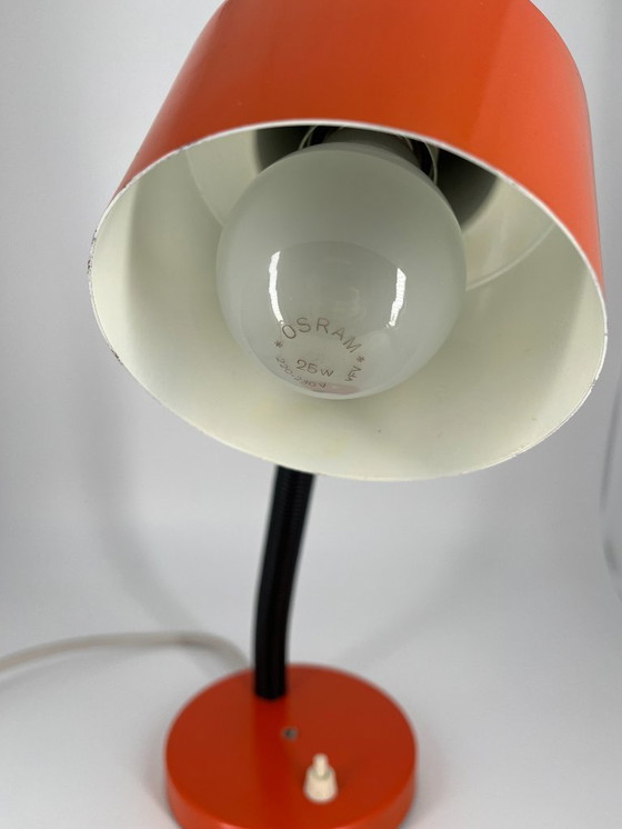 Image 1 of Lampe de bureau vintage orange avec col de cygne flexible, années 1970