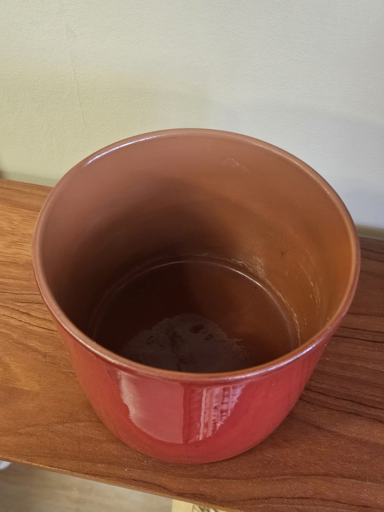 Image 1 of Large Vintage Red Flowerpot Red