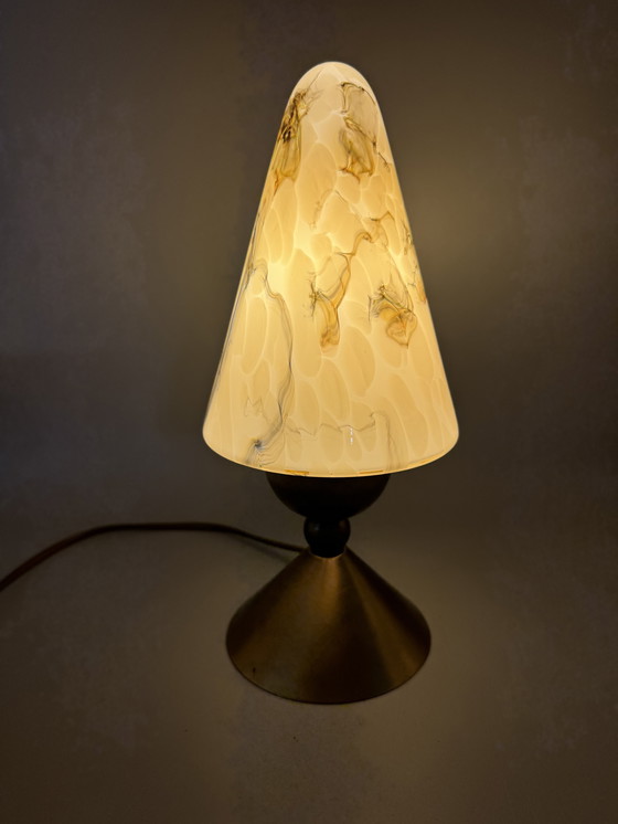 Image 1 of Vintage tafellamp met marmeren glazen kap – AGI Almelo (ca. 1970s)