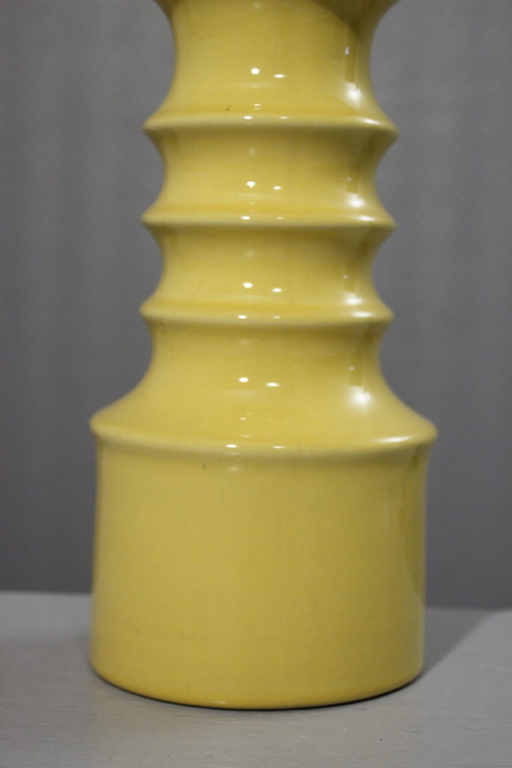 Image 1 of Large vintage ceramic candlestick Space Age design 1970s yellow