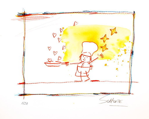 Schlote, Wilhelm - Cooked with Love - Signé à la main - Giclee