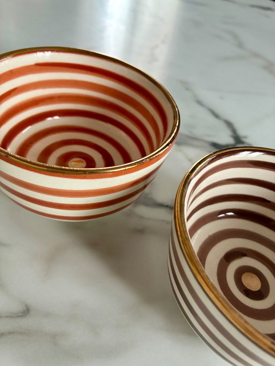 Image 1 of Set of 2 striped ceramic bowls from Morocco