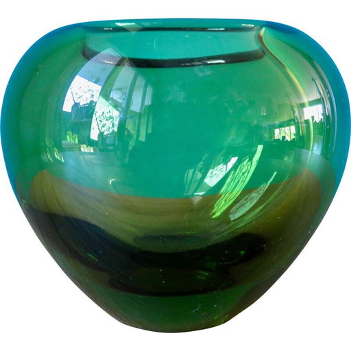 Vase vintage "Holmegaard PL 18119" en verre soufflé pour Pel Lütken