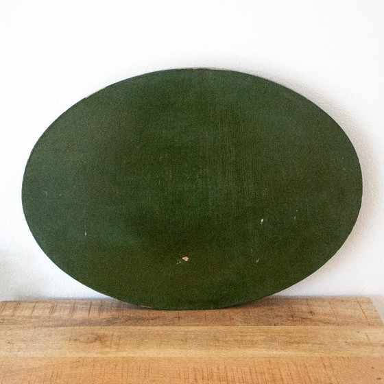 Image 1 of Vintage handbeschilderd houten dienblad met hond en duif