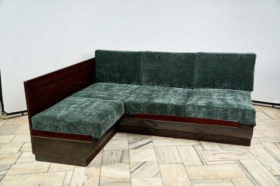 Image 1 of Art Déco hoekslaapbank van Jindřich Halabala voor UP Závody, jaren 50, Tsjechoslowakije