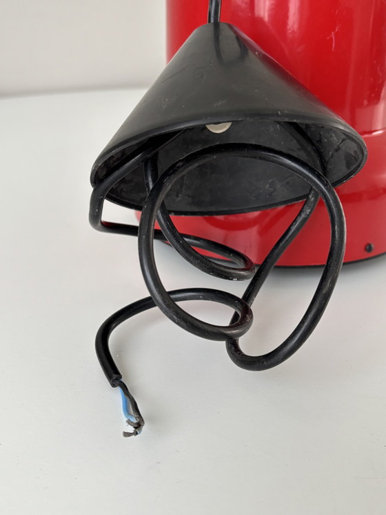 Image 1 of Small Red Metal Poker Pendant Lamp by Jo Hammerborg for Fog and Mørup, Denmark, 1970s