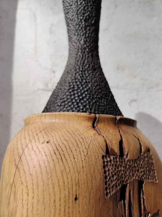 Vaso / Scultura in rovere massiccio intagliato – Sculture, Legno (photo 5 of 9)