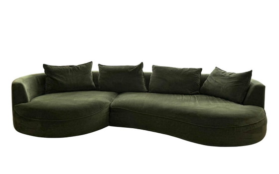 Image 1 of Divano modulare in velluto a coste verde di Flexlux
