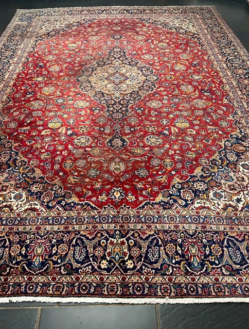 XXL Indo Keshan handgeknoopt oosters tapijt 450x312cm handgemaakt