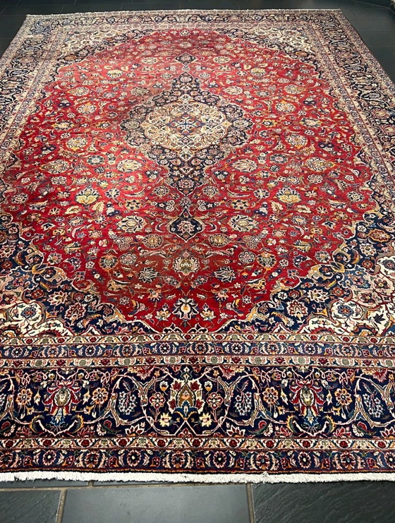 Image 1 of XXL Indo Keshan handgeknoopt oosters tapijt 450x312cm handgemaakt
