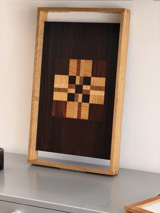 Image 1 of Vintage Timber Grid Tray or Inlaid Tray in Danish Design