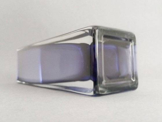 Image 1 of Kaj Franck modernistische geometrische Op-Art-Kobaltvase aus Nuutajärvi-Glas, 1964, Finnland