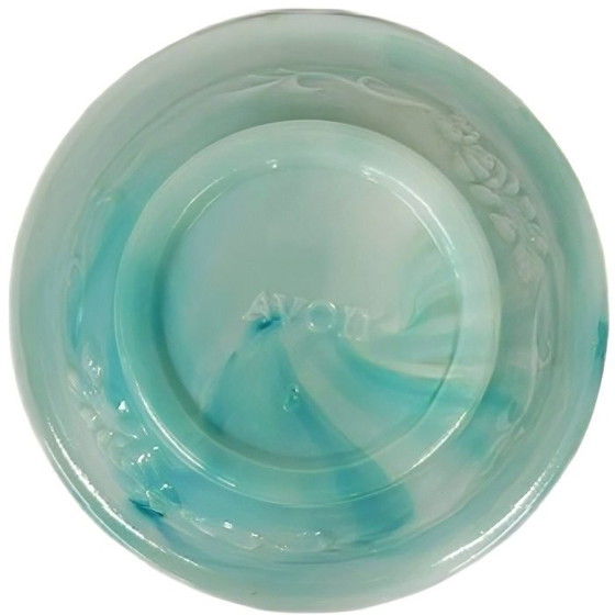 Image 1 of Set da toeletta vintage Avon con brocca e ciotola in vetro opalino blu-verde, anni '70